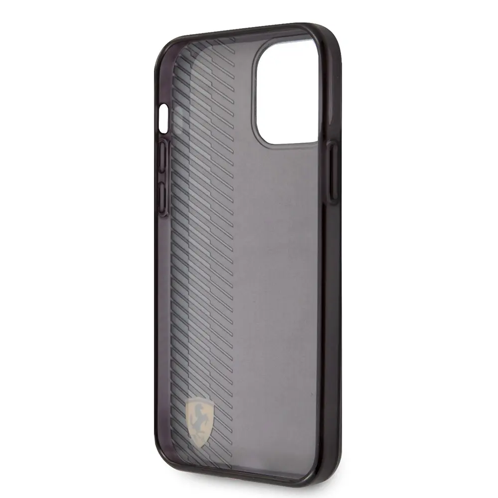 iPhone 12 Pro Max Ferrari Lisanslı Transparan Kılıf - Metal Logolu