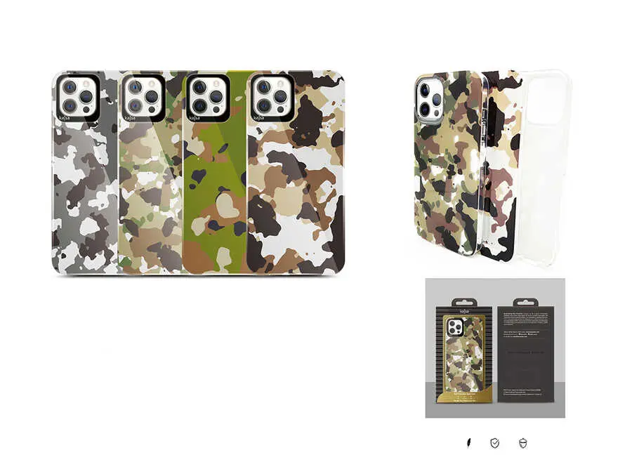 iPhone 12 Pro Max Kamuflaj Desenli Kılıf - Kajsa Camo Kapak