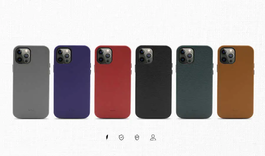 iPhone 12 Pro Max Deri Kılıf, Kablosuz Şarj Uyumlu - Kajsa Litchi