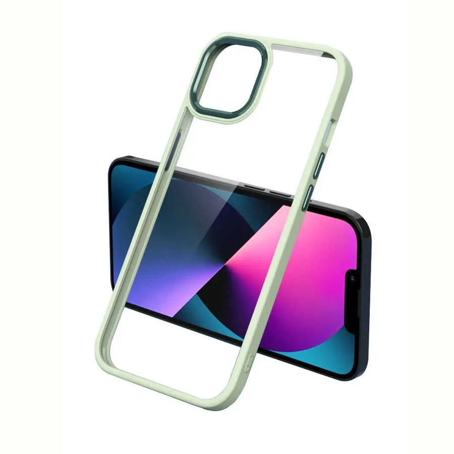 iPhone 12 Pro Max Şeffaf Arka Yüzeyli Kılıf - Zore Krom Kapak