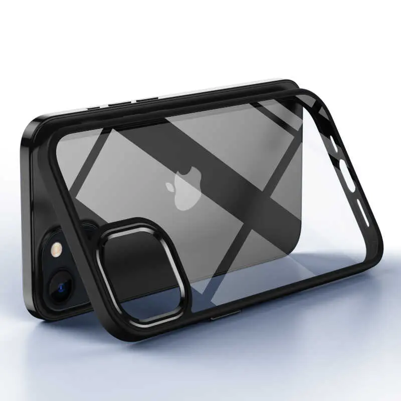 iPhone 12 Pro Max Şeffaf Arka Yüzeyli Kılıf - Zore Krom Kapak