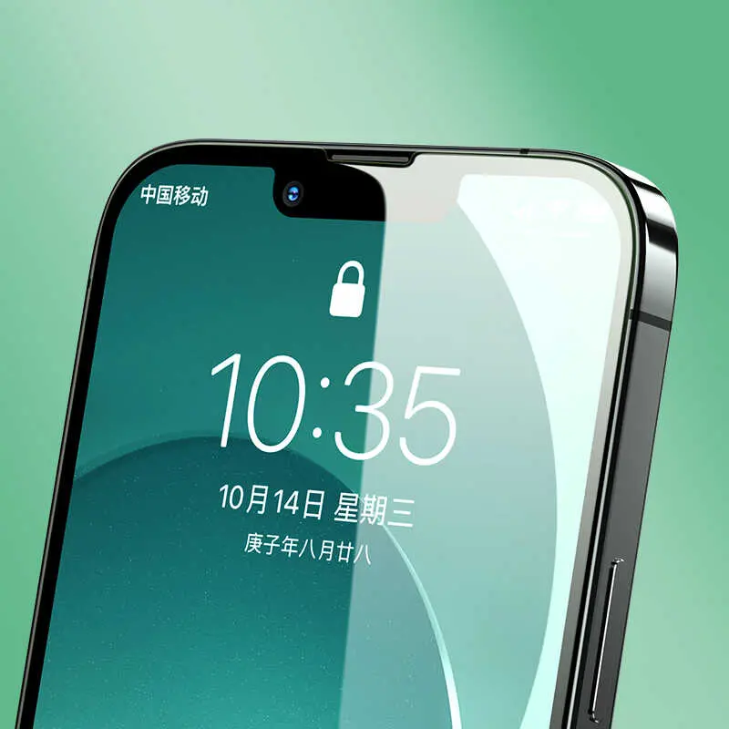 iPhone 13 Mini Tam Kaplamalı Kavisli Kenar Ekran Koruyucu - Benks V Pro Green Light