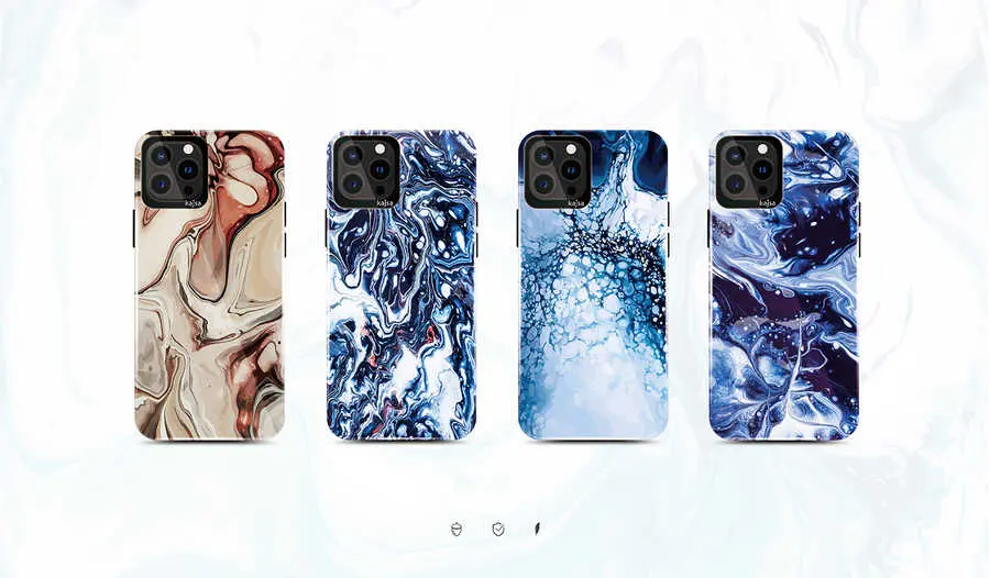 iPhone 13 Kılıf, Ebru Desenli İnce Yapı - Kajsa Lava Kapak