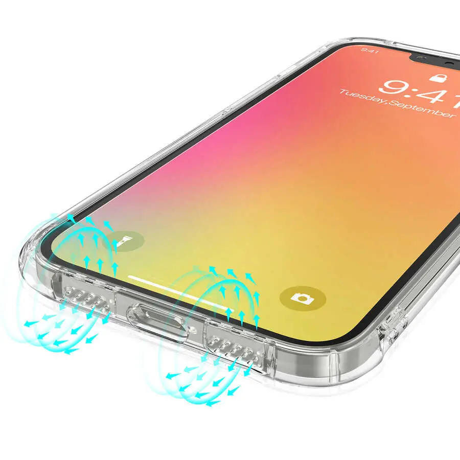 iPhone 13 Şeffaf Kılıf, Airbag Köşeli ve Kablosuz Şarj Uyumlu - Kajsa Transparent