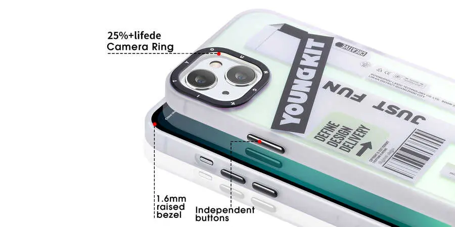 iPhone 13 Kılıf, Desenli ve Darbe Emici Kapak - YoungKit Fashion Culture Time