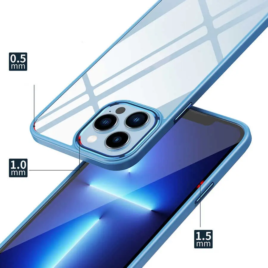 iPhone 13 Şeffaf Arka Yüzeyli Kılıf - Zore Krom Kapak