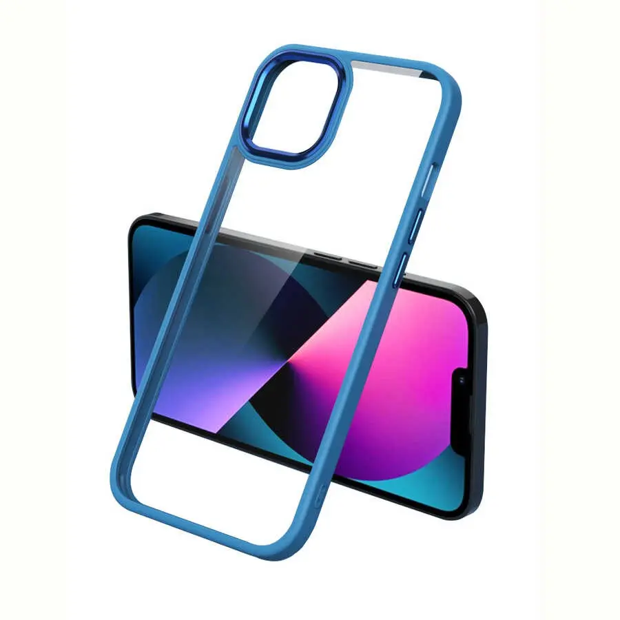 iPhone 13 Şeffaf Arka Yüzeyli Kılıf - Zore Krom Kapak