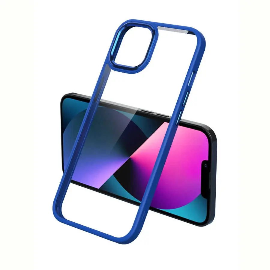 iPhone 13 Şeffaf Arka Yüzeyli Kılıf - Zore Krom Kapak