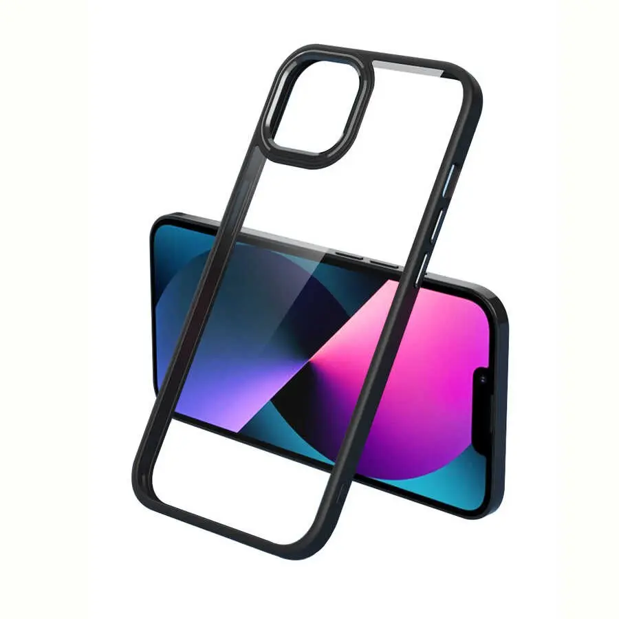 iPhone 13 Şeffaf Arka Yüzeyli Kılıf - Zore Krom Kapak