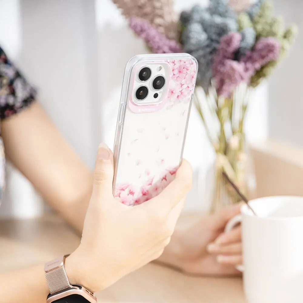 iPhone 13 Pro Çift IMD Baskılı Lisanslı Kılıf - Switcheasy Artist Sakura