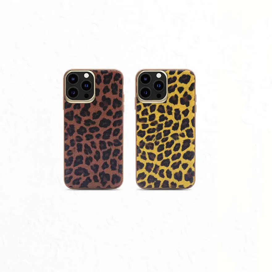 iPhone 13 Pro Max Kılıf, Leopar Desenli ve Kablosuz Şarj Uyumlu - Kajsa Glamorous Leopard Combo