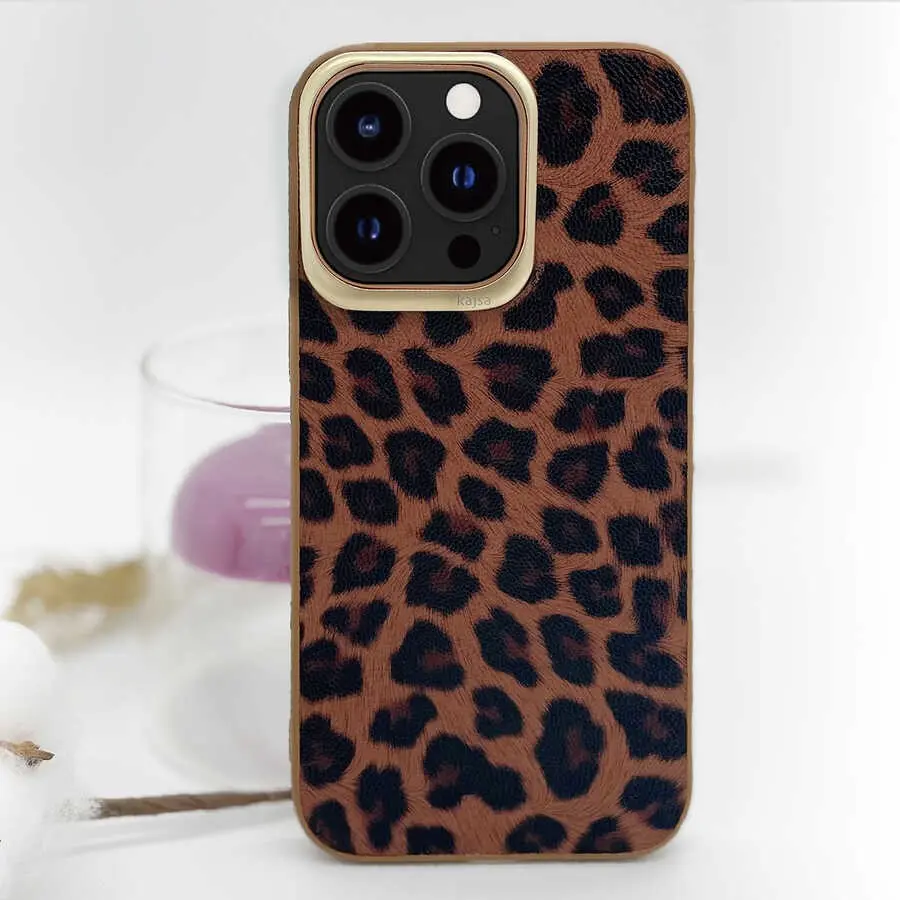 iPhone 13 Pro Max Kılıf, Leopar Desenli ve Kablosuz Şarj Uyumlu - Kajsa Glamorous Leopard Combo