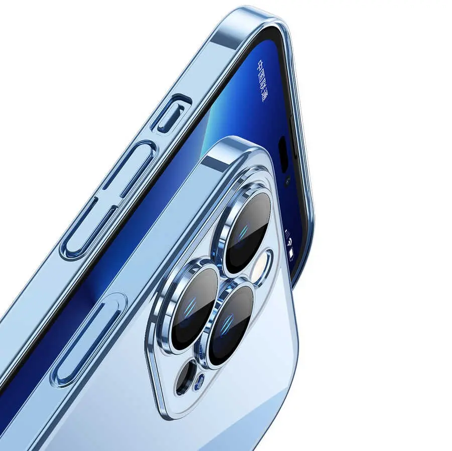 iPhone 13 Pro Max Şeffaf Arka Yüzeyli Renkli Çerçeveli Kılıf - Zore Riksos