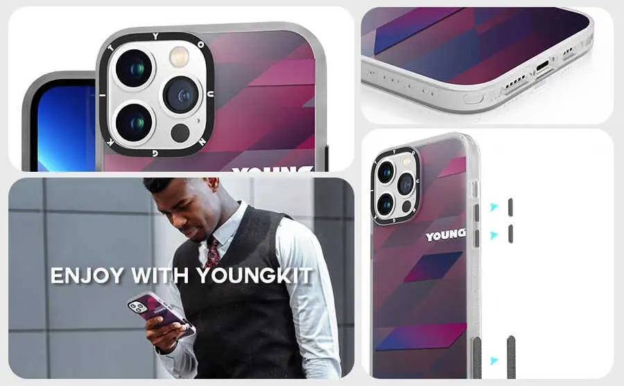 iPhone 13 Pro Max Kılıf, Siyah Butonlu Klasik Seri - YoungKit