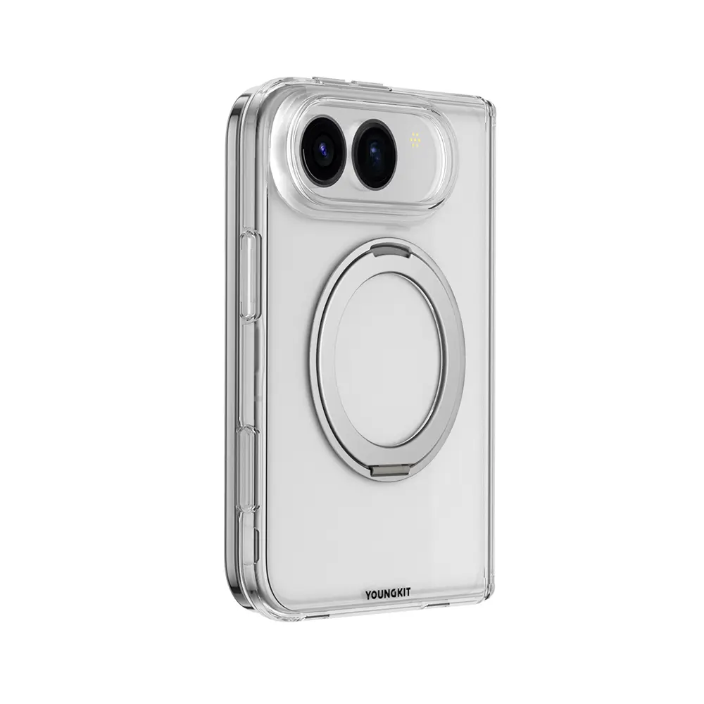iPhone Duo MagSafe Uyumlu Şeffaf Standlı Kılıf - Youngkit Clear