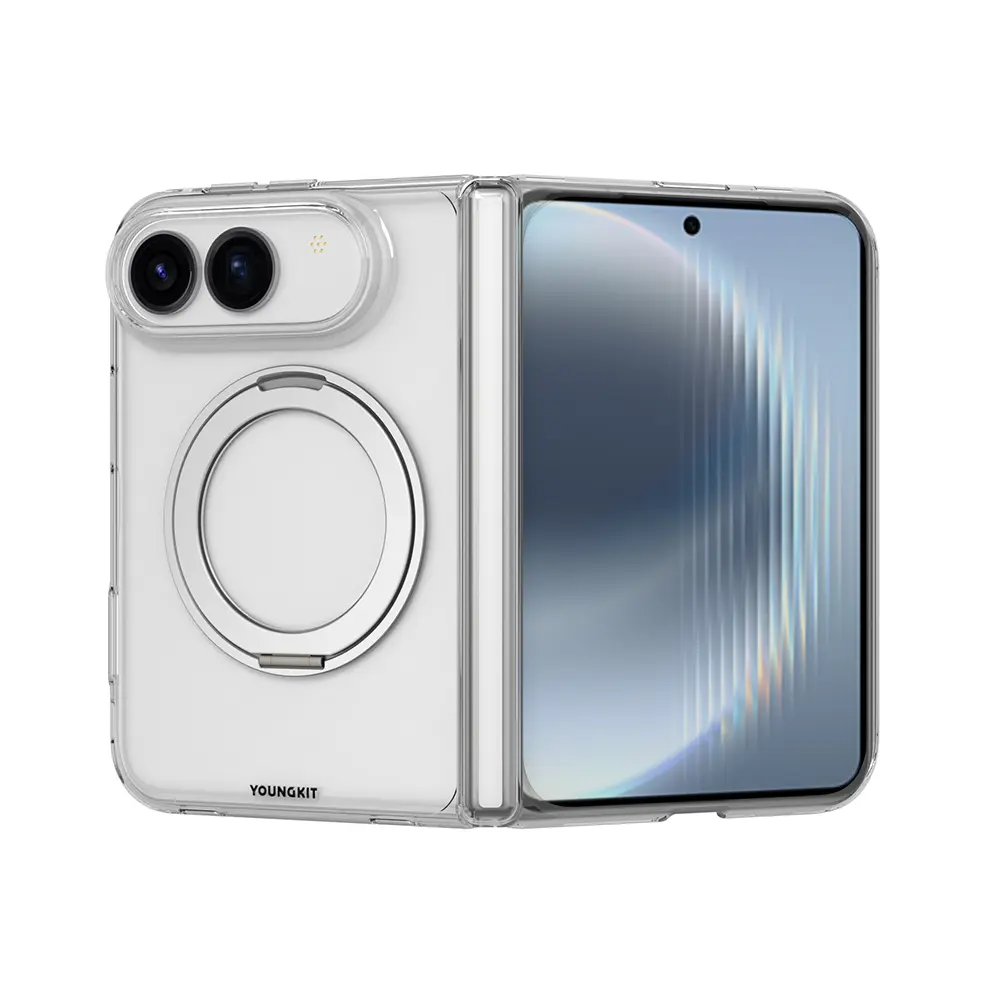 iPhone Duo MagSafe Uyumlu Şeffaf Standlı Kılıf - Youngkit Clear