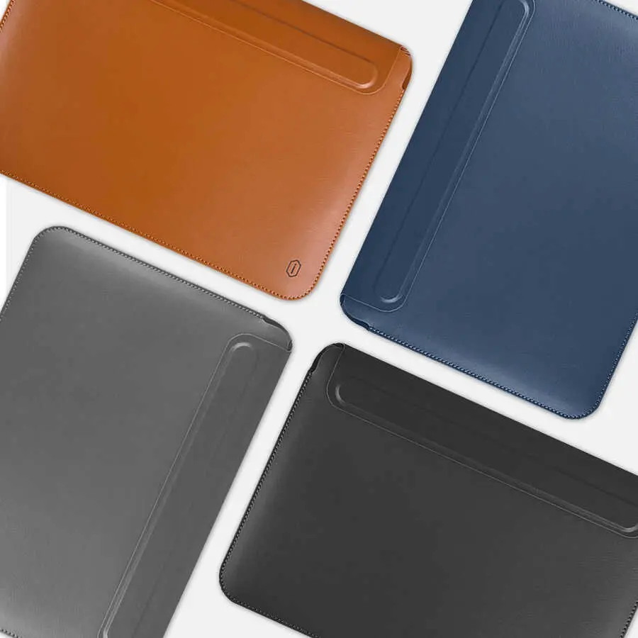 MacBook Pro 16 inç 2021 Standlı PU Deri Kılıf - Wiwu Skin Pro