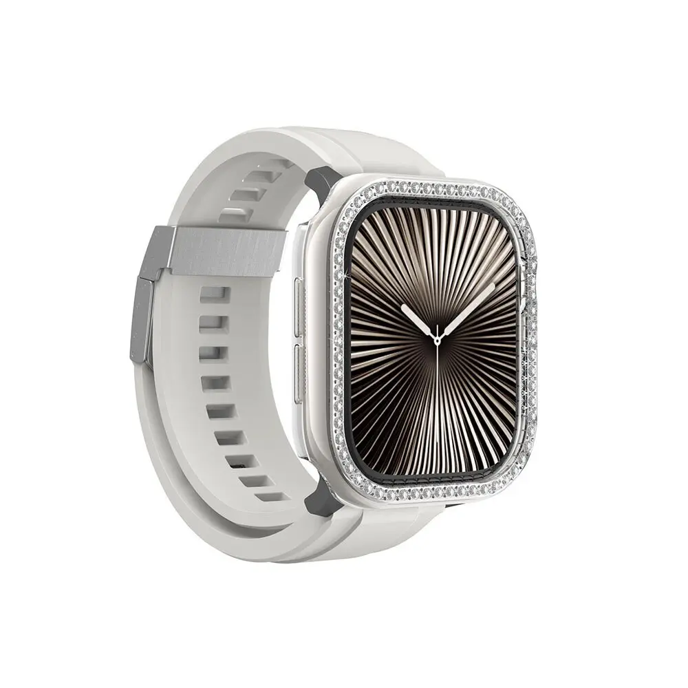 Apple Watch 42 mm Taşlı Sert PC Kasa ve Ekran Koruyucu - Amazingthing Gleam Fit FullGuard