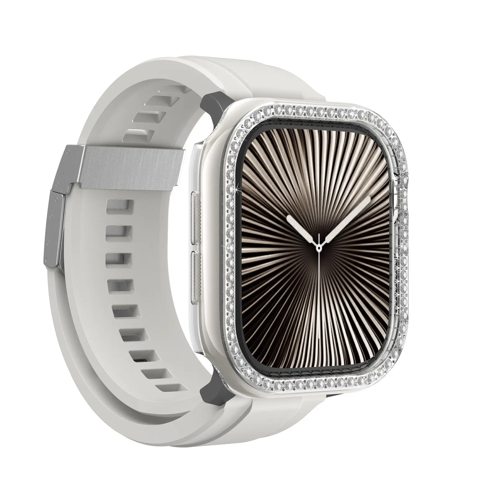 Apple Watch 42 mm Taşlı Sert PC Kasa ve Ekran Koruyucu - Amazingthing Gleam Fit FullGuard