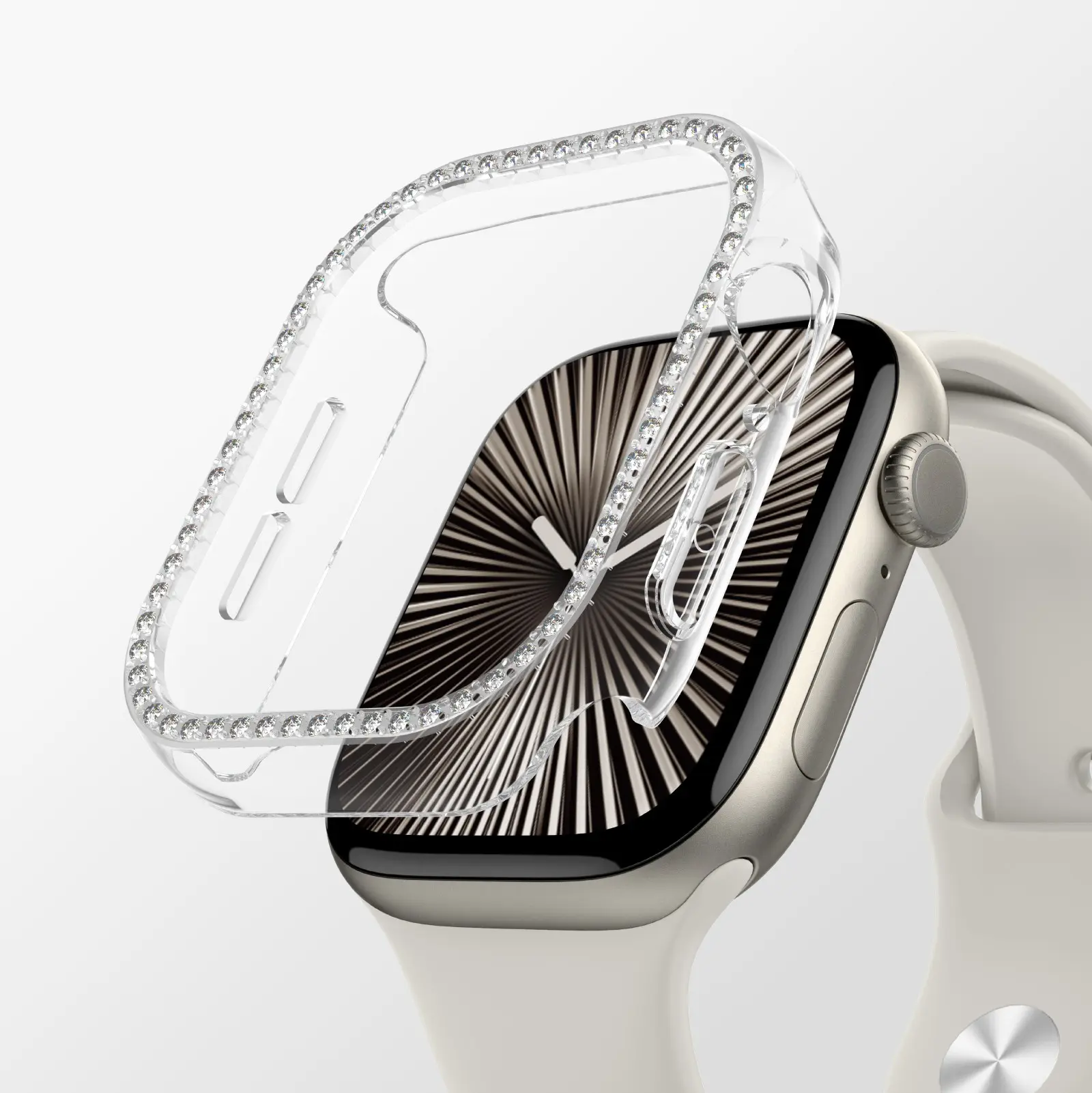 Apple Watch 42 mm Taşlı Sert PC Kasa ve Ekran Koruyucu - Amazingthing Gleam Fit FullGuard