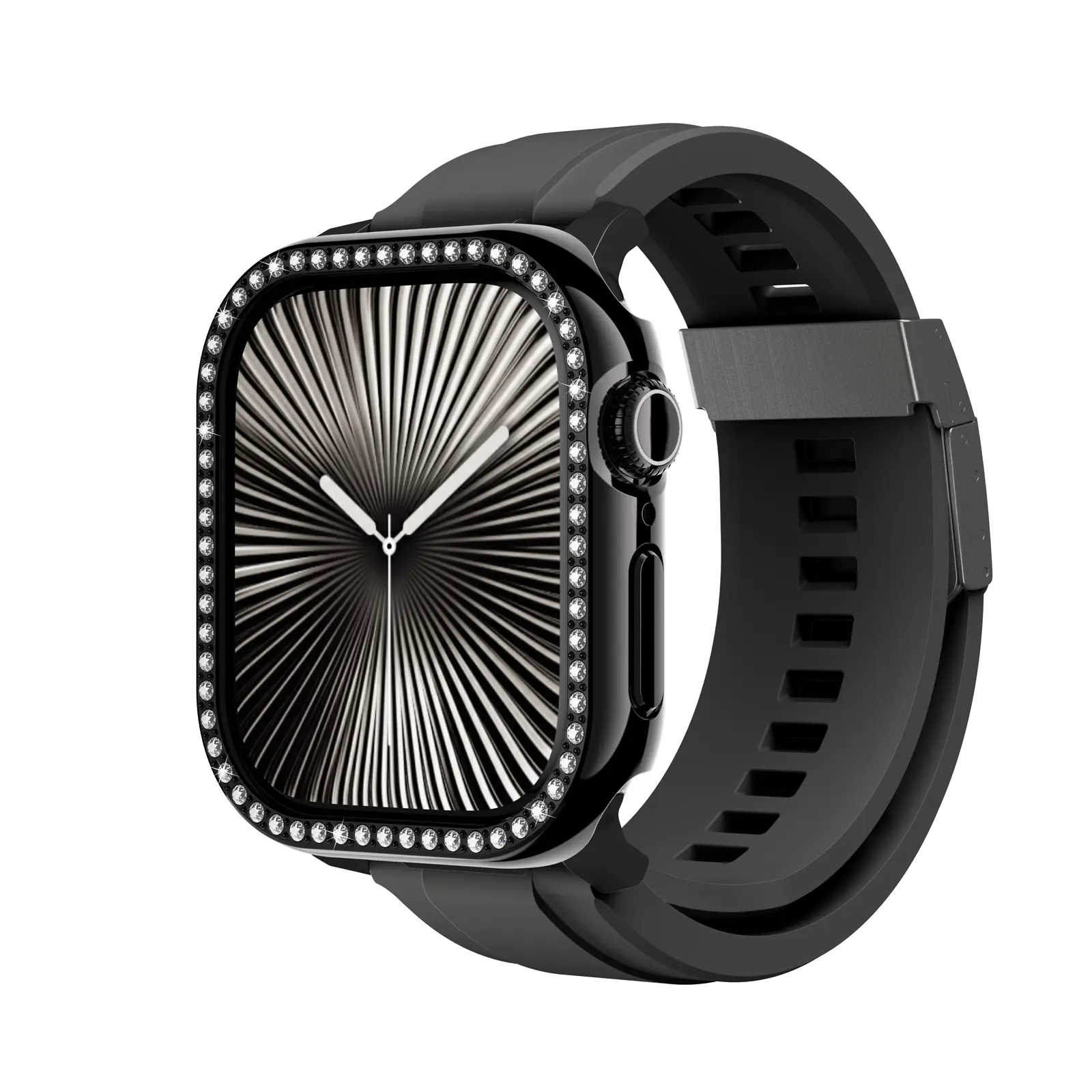 Apple Watch 46 mm Taşlı Sert PC Kasa ve Ekran Koruyucu - Amazingthing Gleam Fit FullGuard