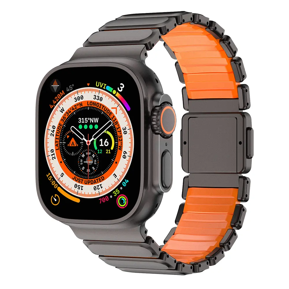 Apple Watch 46 mm Paslanmaz Çelik Kordon - Mohseven Titancore No.2