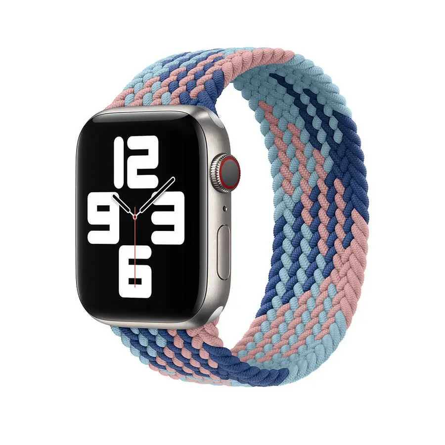Apple Watch 38 mm Örgü Solo Loop Kordon - Wiwu Braided Contrast Color Small