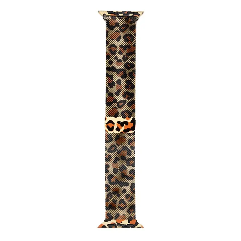 Apple Watch 38 mm Leopar Desenli Metal Kordon - Zore KRD-01