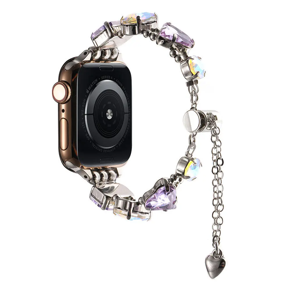 Apple Watch 38 mm Renkli Taş Tasarımlı Zincir Kordon - Zore KRD-115