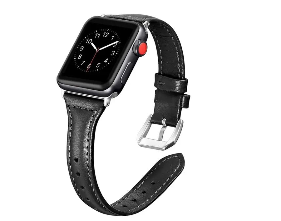 Apple Watch 40 mm Deri Kordon, Dikişli ve Metal Tokalı - Zore KRD-28