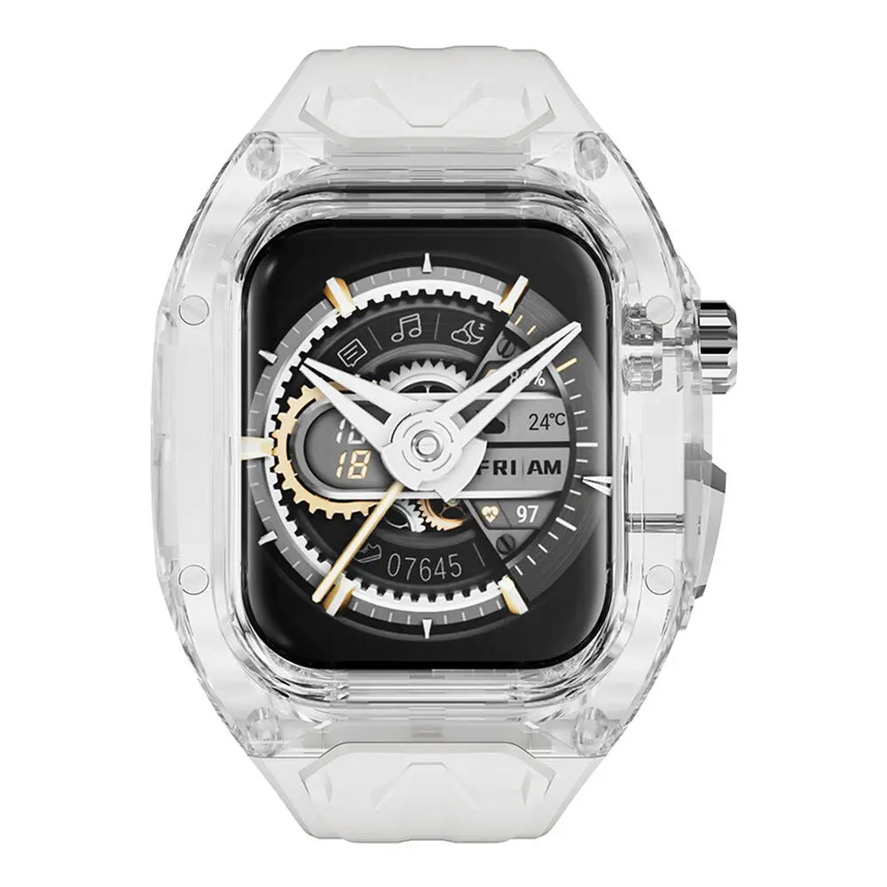 Apple Watch 42 mm Şeffaf Kasa Koruyuculu Kauçuk Kordon - Wiwu Rambo