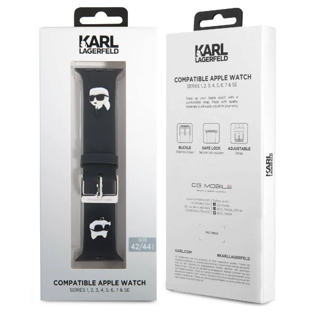 Apple Watch 42 mm Silikon Kordon - Karl Lagerfeld İkonik Karl & Choupette