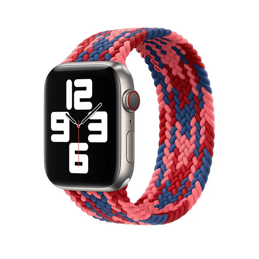 Apple Watch 44 mm Örgü Solo Loop Kordon - Wiwu Braided Contrast Color