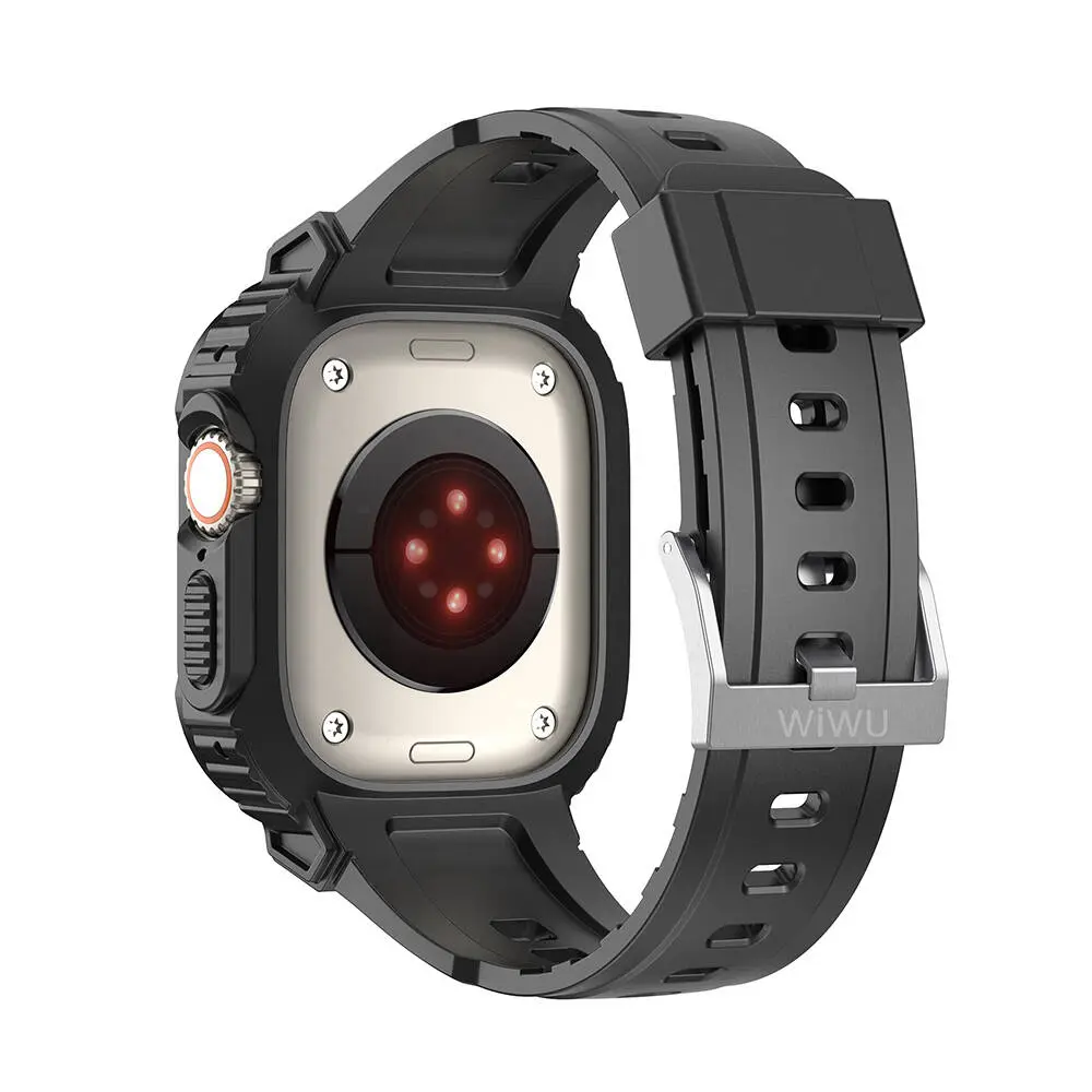 Apple Watch 44 mm Uyumlu 2'si 1 Arada Kasa Koruyuculu Kordon - Wiwu Armor
