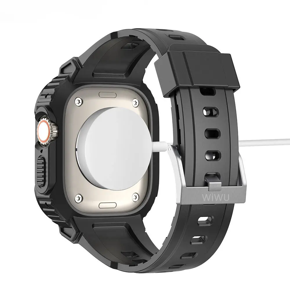 Apple Watch 44 mm Uyumlu 2'si 1 Arada Kasa Koruyuculu Kordon - Wiwu Armor