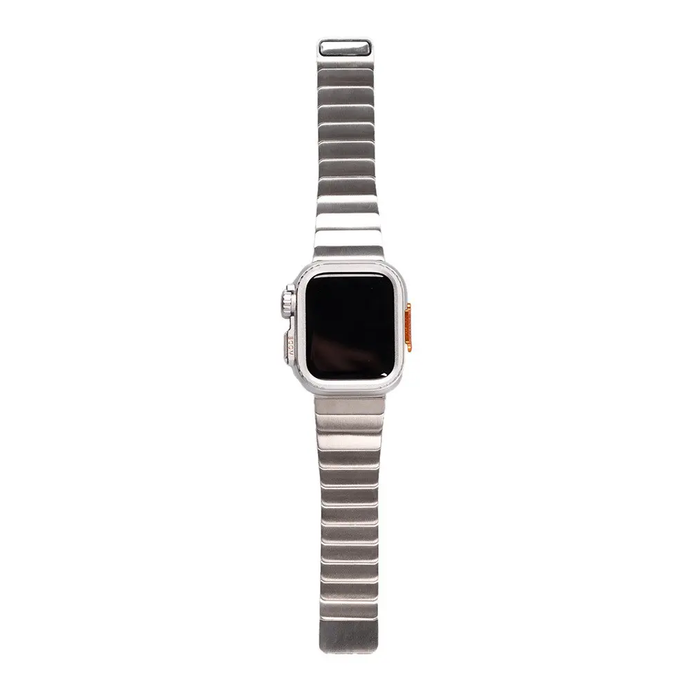 Apple Watch 44 mm Sert Kasa Koruyuculu Metal Kordon - Zore KRD-126