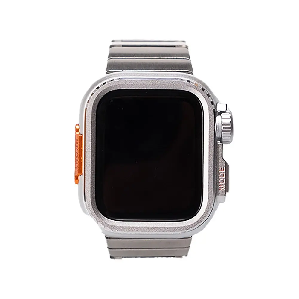 Apple Watch 44 mm Sert Kasa Koruyuculu Metal Kordon - Zore KRD-126