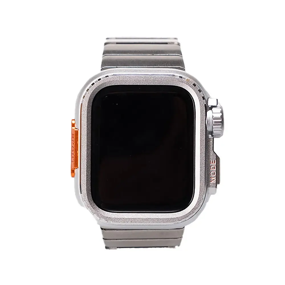 Apple Watch 44 mm Sert Kasa Koruyuculu Metal Kordon - Zore KRD-126