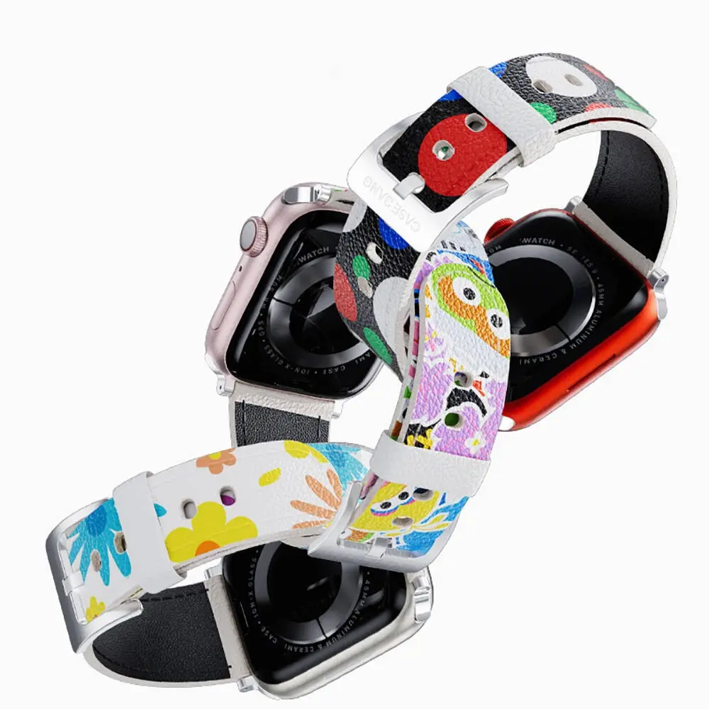 Apple Watch 44 mm Sesame Street Serisi Deri Saat Kordonu - Casebang