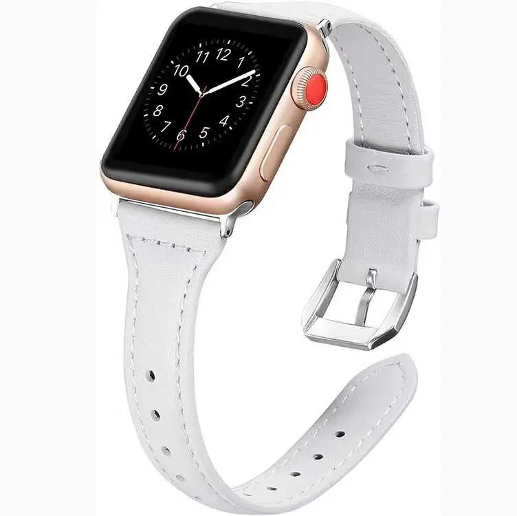 Apple Watch 44 mm Deri Kordon, Metal Tokalı - Zore KRD-28