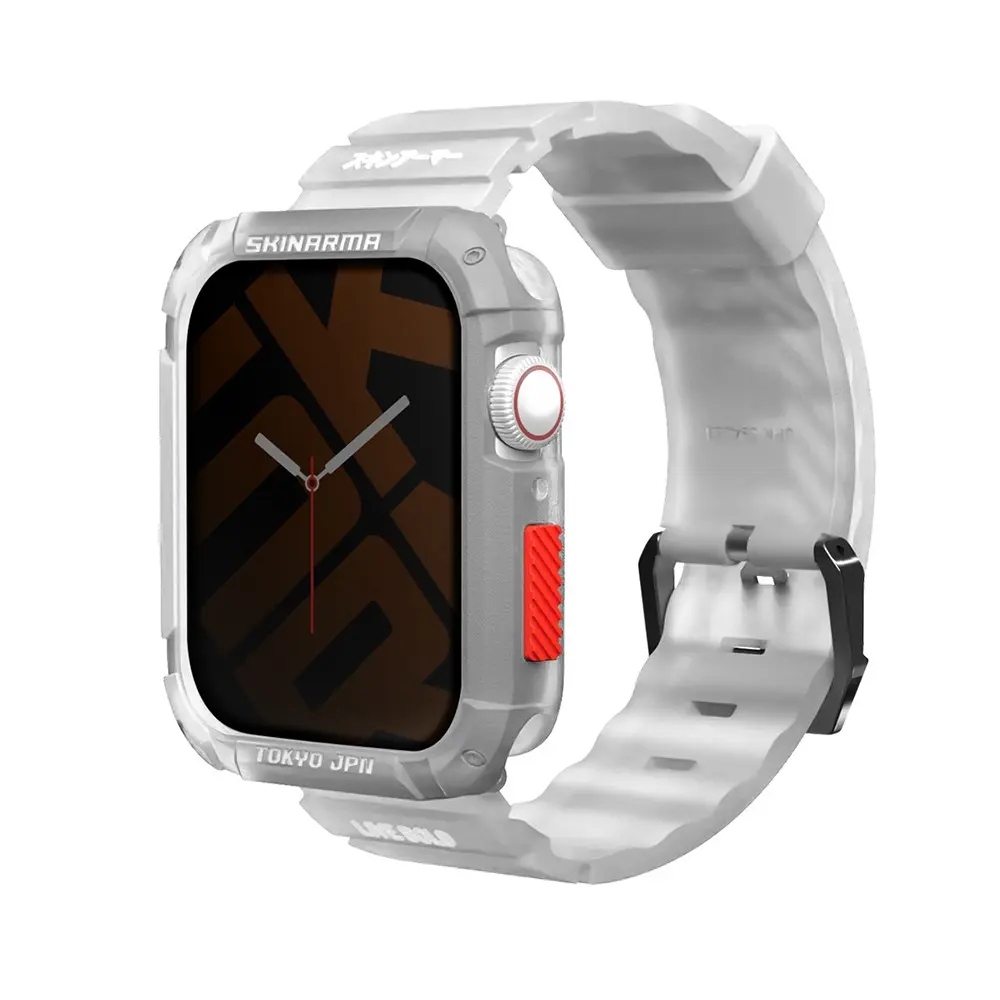 Apple Watch 44 mm Sert PC Kasa Koruyucu ve Silikon Kordon - Skinarma Kurono Shokku