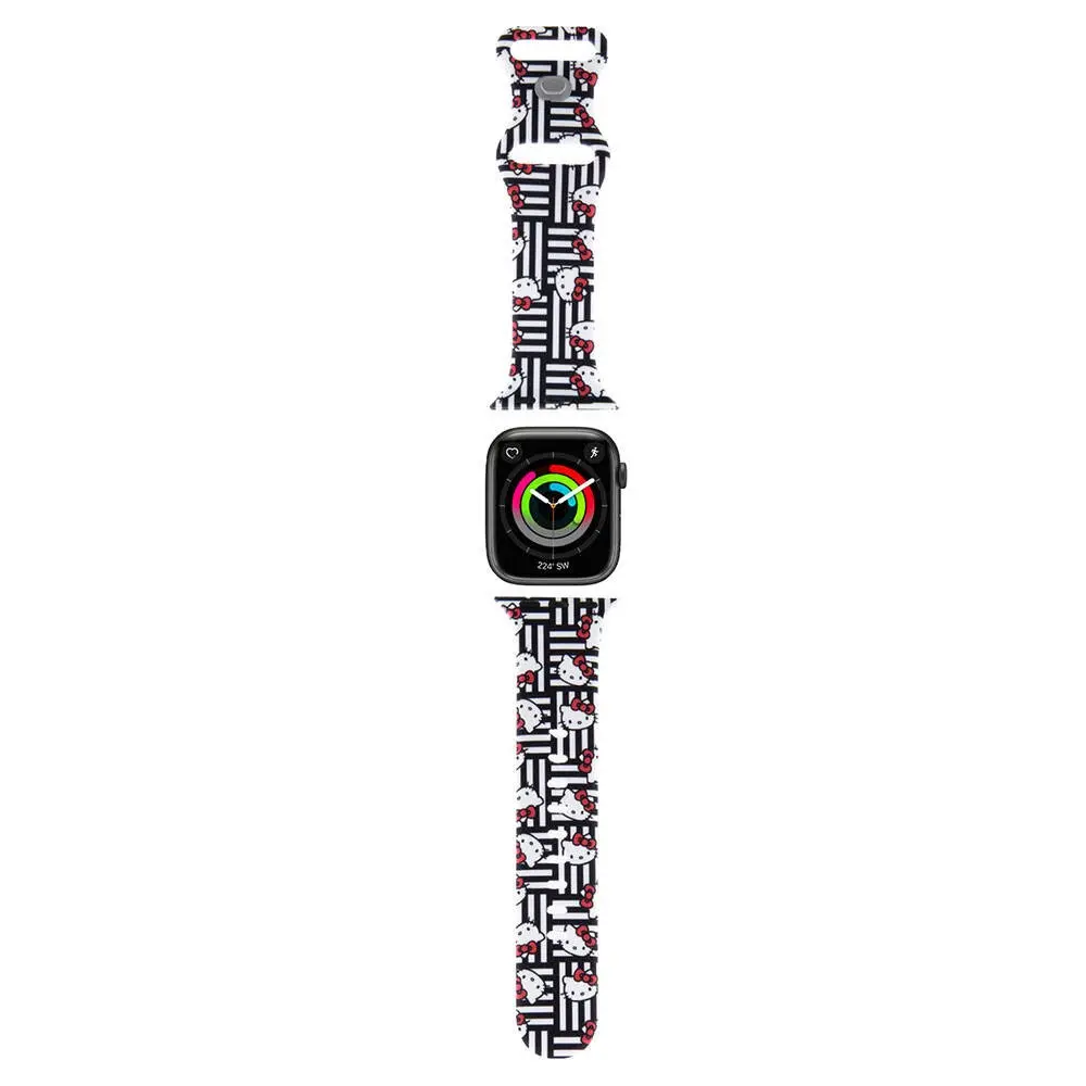 Apple Watch 41 mm Hello Kitty Lisanslı Silikon Kordon - Siyah