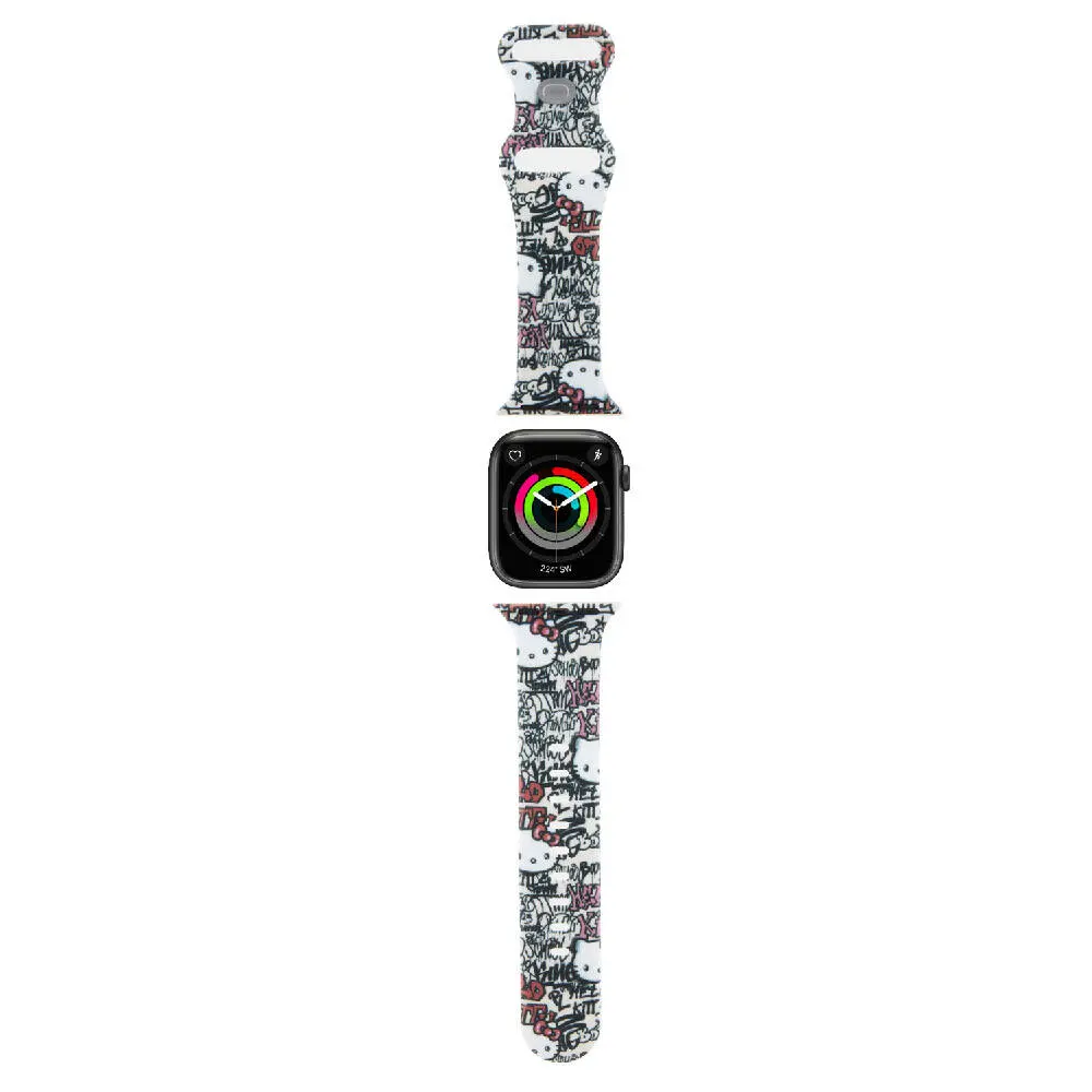 Apple Watch 41 mm Hello Kitty Lisanslı Silikon Kordon - Etiket Graffiti