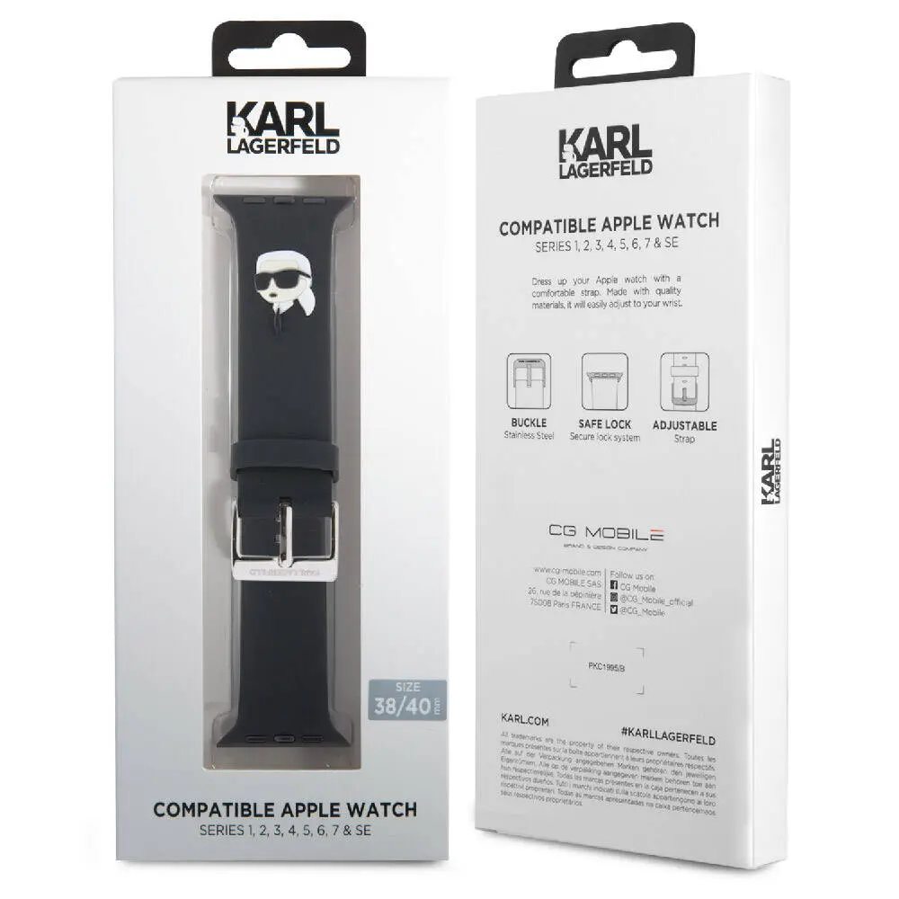 Apple Watch 41 mm Silikon Kordon - Karl Lagerfeld İkonik Karl Head