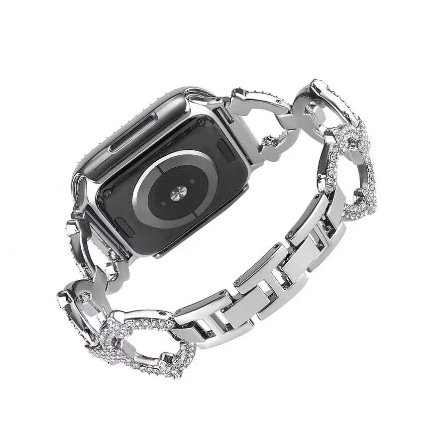 Apple Watch 41 mm Metal Saat Kordonu, Taşlı Halka Tasarım - Zore KRD-57