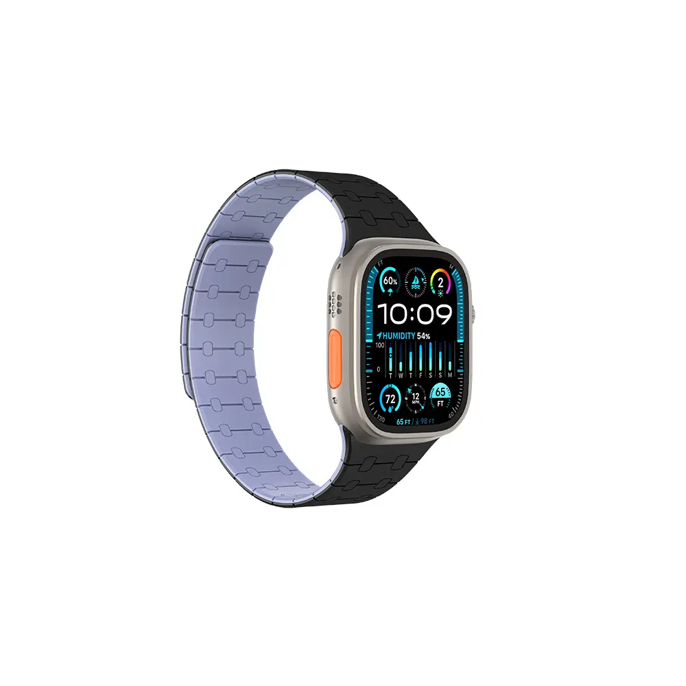 Apple Watch 45 mm Manyetik Silikon Spor Kayış - Amazingthing Smoothie Sport