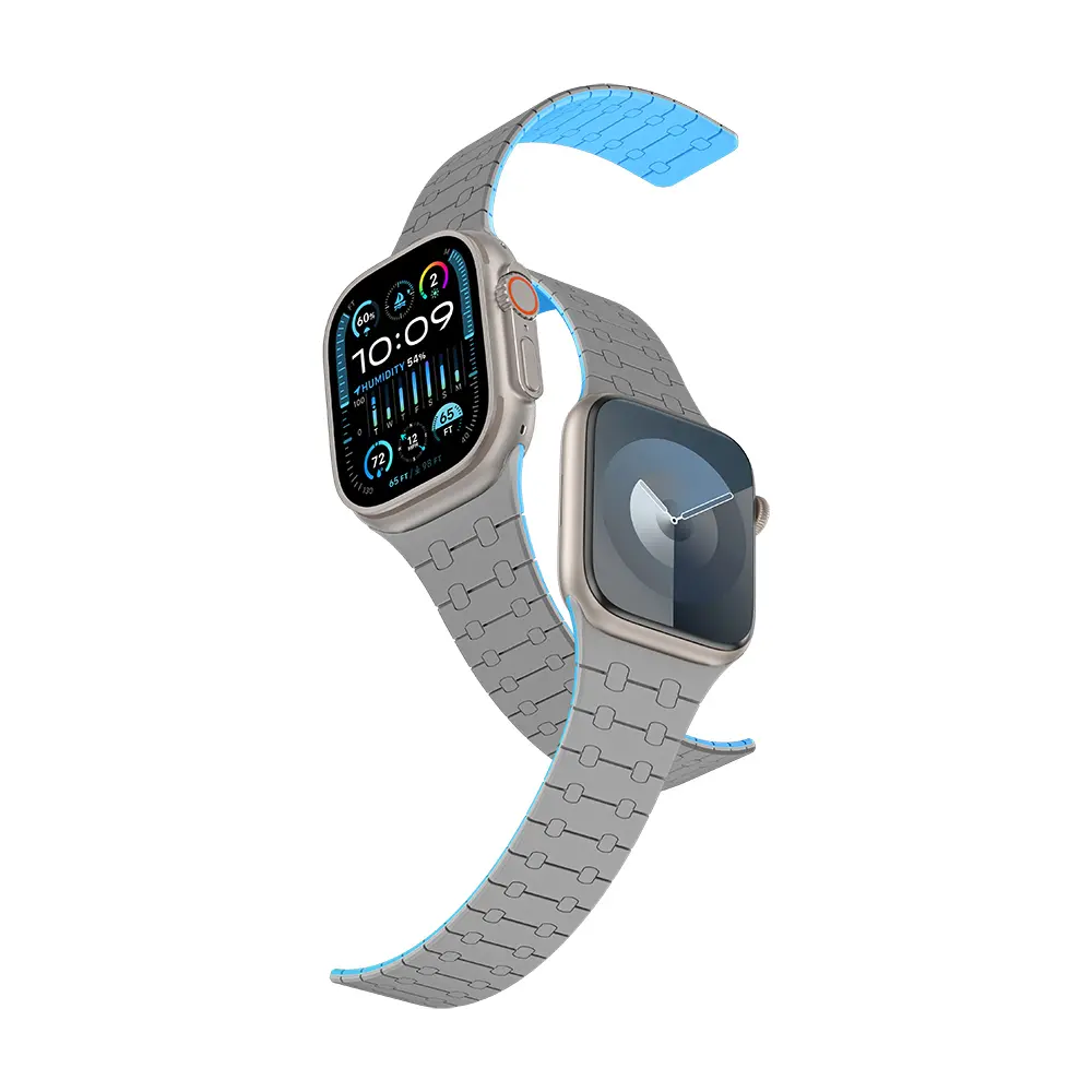 Apple Watch 45 mm Manyetik Silikon Spor Kayış - Amazingthing Smoothie Sport
