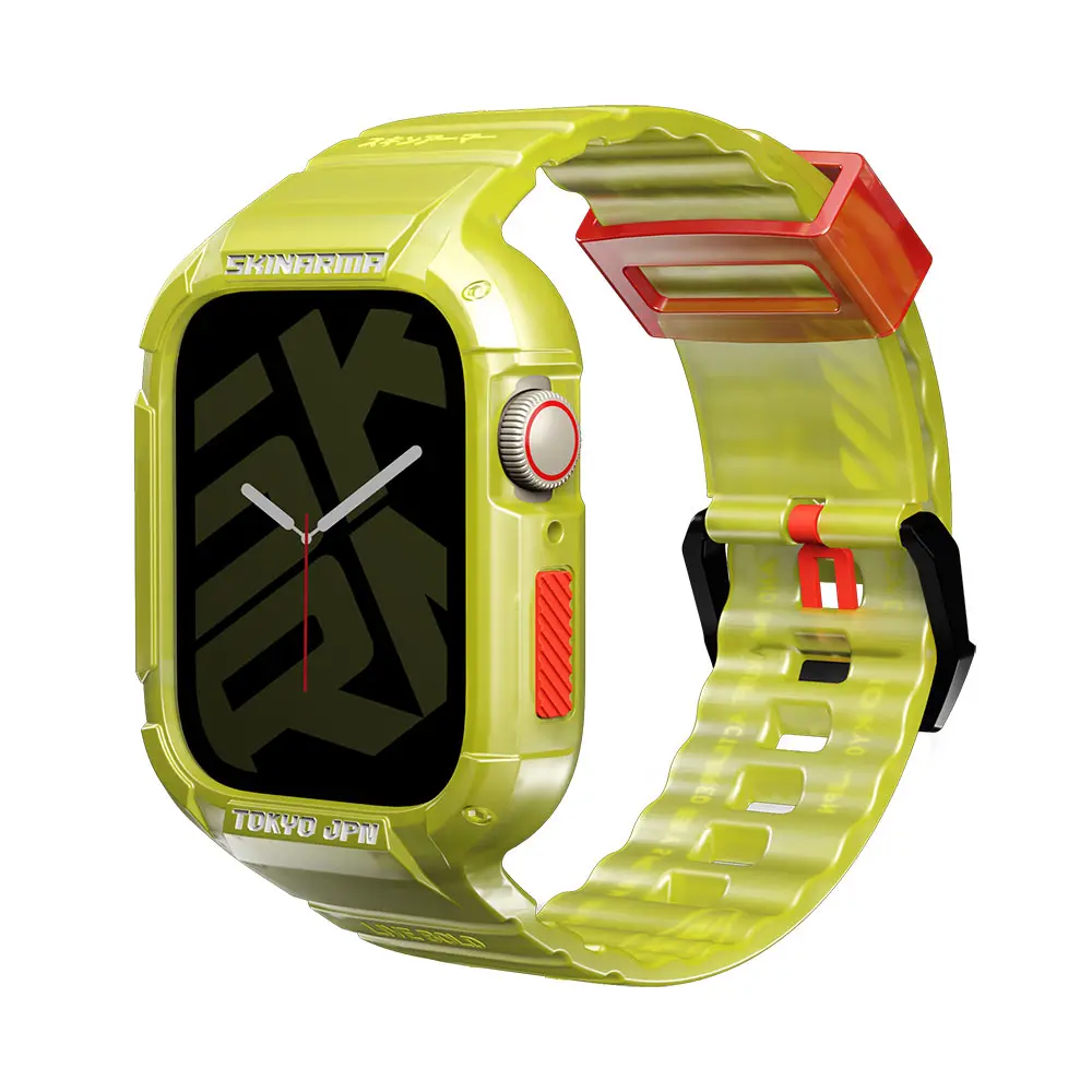 Apple Watch 45 mm Sert PC Kasa Korumalı Silikon Kordon - Skinarma Saido