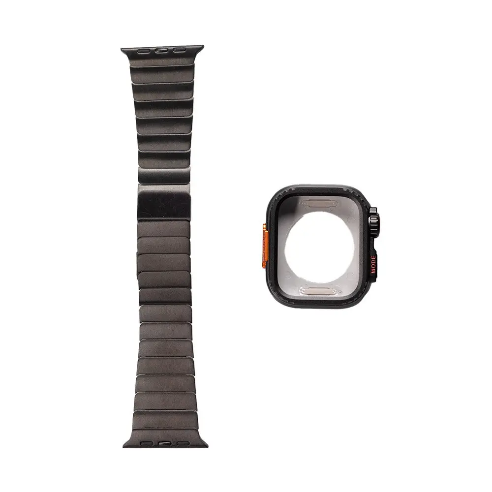 Apple Watch 45 mm Sert Kasa Koruyuculu Metal Kordon - Zore KRD-126