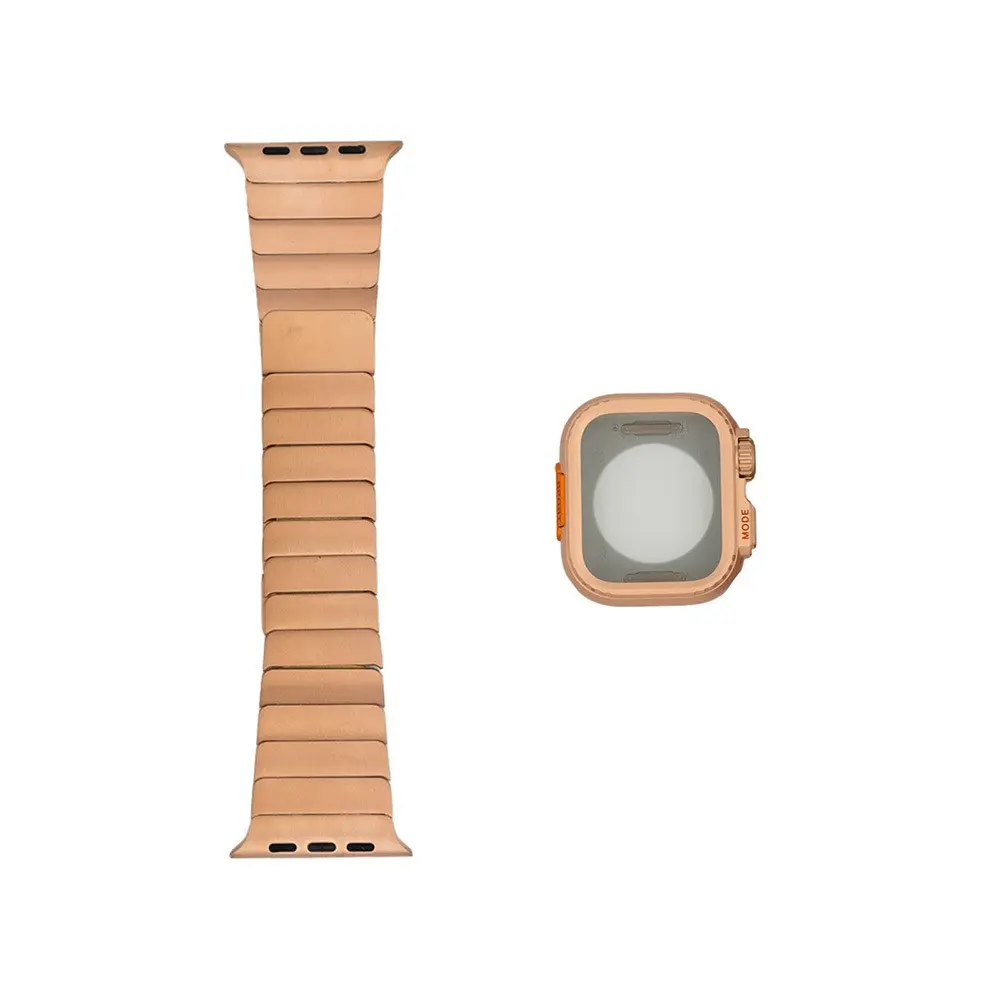 Apple Watch 45 mm Sert Kasa Koruyuculu Metal Kordon - Zore KRD-126